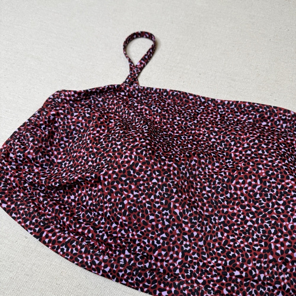 Amazon Essentials Women's‎ Bandeau Swimsuit Top Plus Size 6X-Brick Red Leopard